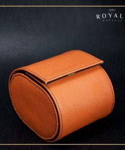 Watch Roll individual de couro Saffiano laranja