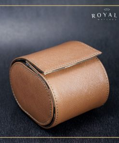 Watch Roll individual de couro Saffiano marrom