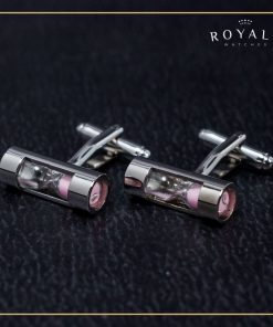 Abotoaduras de ampulheta areia rosa