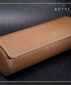 Watch Roll de couro Saffiano marrom