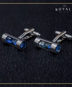 Abotoaduras de ampulheta areia azul